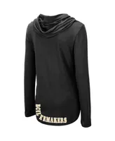 Women's Colosseum Black Purdue Boilermakers My Lover Lightweight Hooded Long Sleeve T-shirt