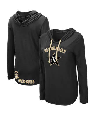 Women's Colosseum Black Vanderbilt Commodores My Lover Lightweight Hooded Long Sleeve T-shirt