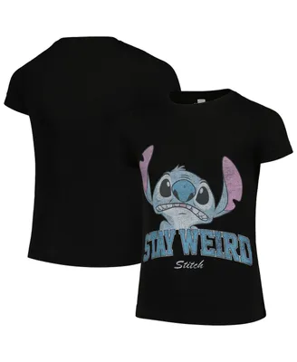 Big Girls Mad Engine Black Lilo and Stitch Stay Weird T-shirt