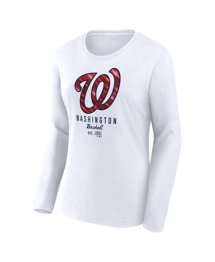 Women's Fanatics White Washington Nationals Long Sleeve T-shirt