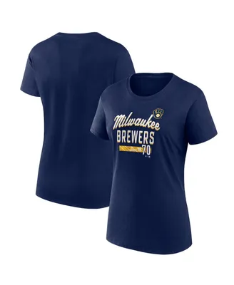 Women's Fanatics Navy Milwaukee Brewers Logo T-shirt