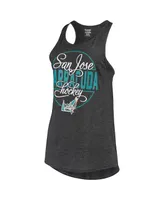 Women's Reebok Heathered Black San Jose Barracuda Tri-Blend Circle Tank Top