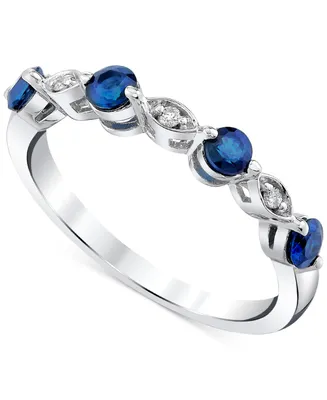 Sapphire (5/8 ct. t.w.) & Diamond Accent Ring in 14k White Gold