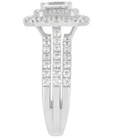 Grown With Love Lab Grown Diamond Emerald-Cut & Round Halo Triple Row Ring (2 ct. t.w.) in 14k White Gold