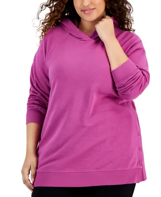 Id Ideology Plus Size Relaxed Hooded Fleece Sweatshirt, Created for Macy's