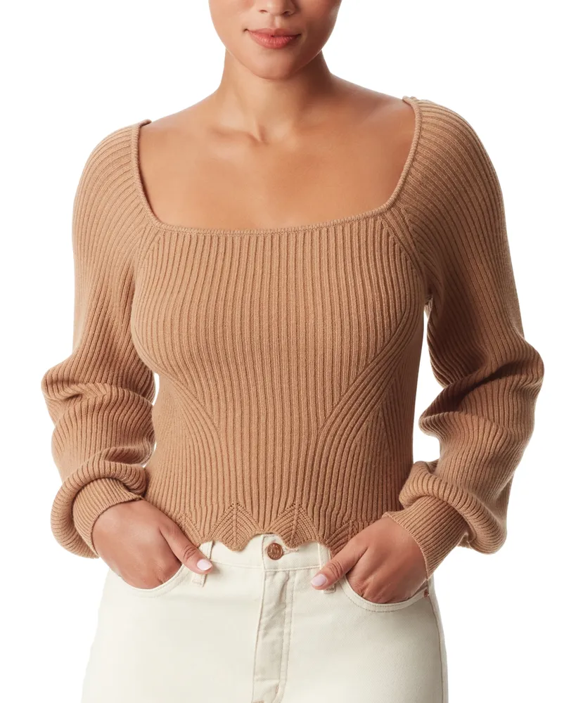 Sam Edelman Women's Alexi Ribbed Scalloped-Hem Sweater