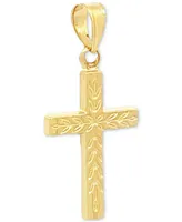 Small Leaf Cross Pendant in 14k Gold