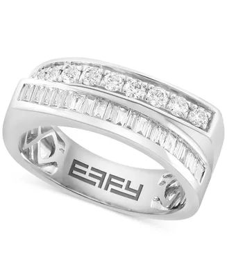Effy Diamond Baguette & Round Double Row Ring (1/2 ct. t.w.) in 14k White Gold