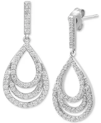 Diamond Layered Teardrop Drop Earrings (3/4 ct. t.w.) in 10k White Gold