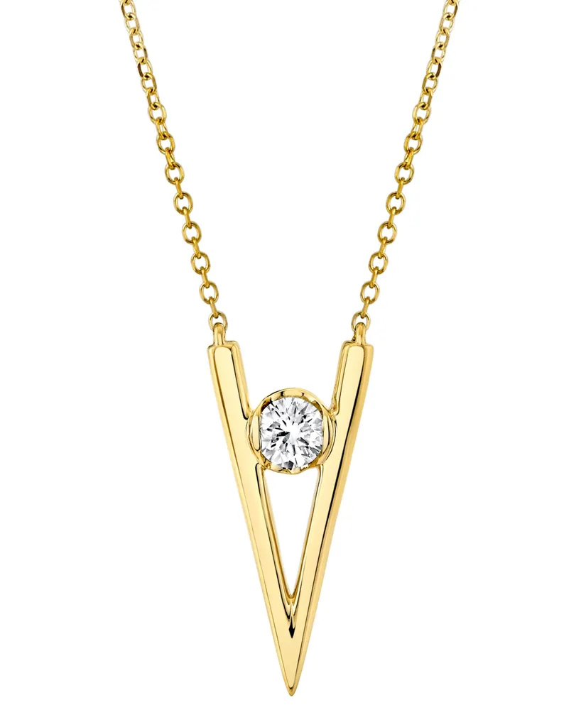 Sirena Diamond V 18" Pendant Necklace (1/6 ct. t.w.) in 14k Gold