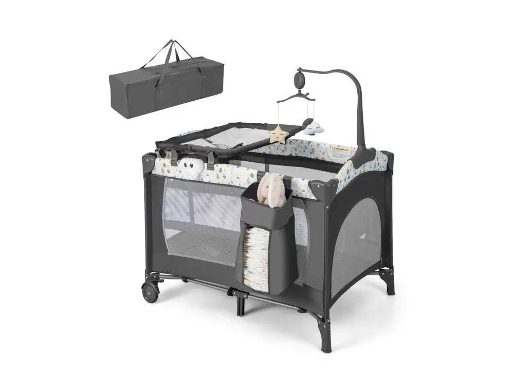 Multi-Functional Baby Playpen with Mattress and Removable Changing Table