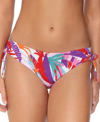 Raisins Juniors' Tropical-Print Side-Tie Bikini Bottoms