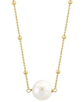 Effy Freshwater Pearl (10mm) & Polished Bead 16" Pendant Necklace in Gold-Plated Sterling Silver