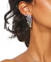 Eliot Danori Silver-Tone Cubic Zirconia Angel Wings Earrings, Created for Macy's