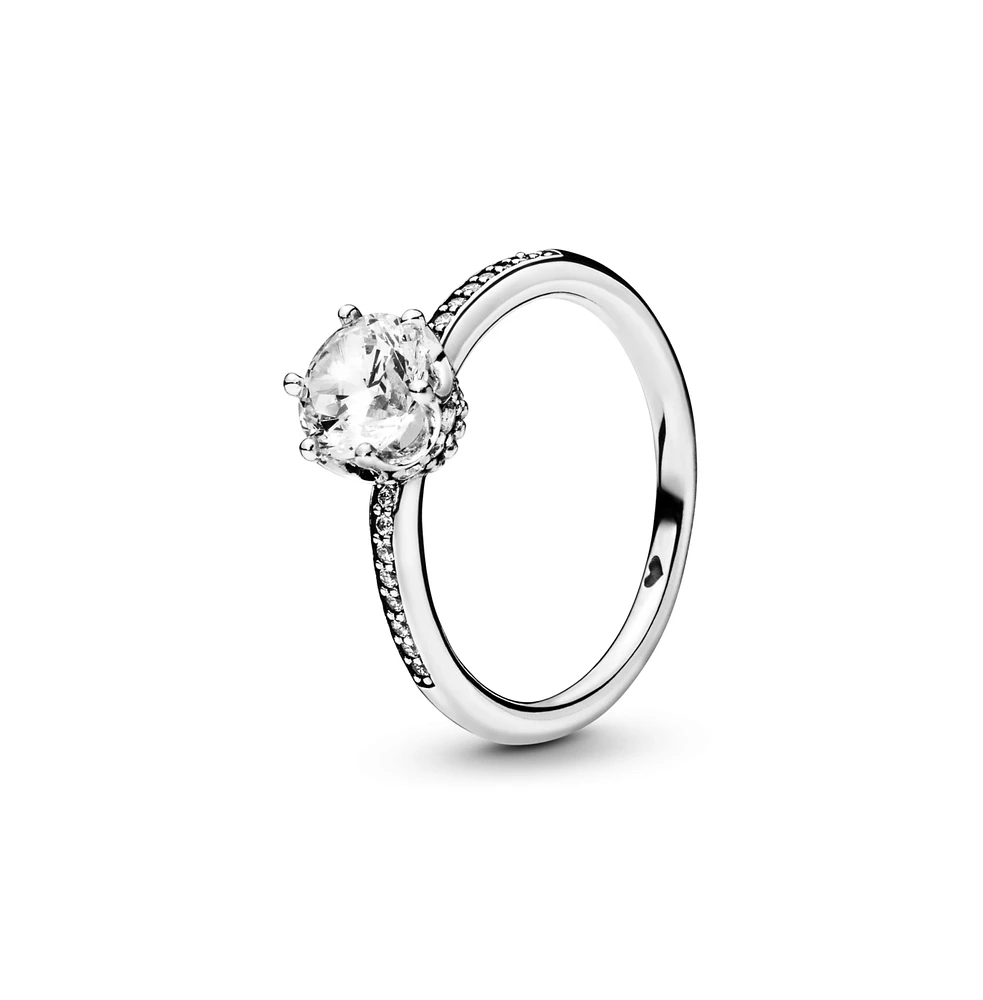 Pandora Cubic Zirconia Moments Clear Sparkling Crown Solitaire Ring