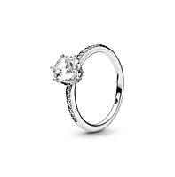 Pandora Cubic Zirconia Moments Clear Sparkling Crown Solitaire Ring