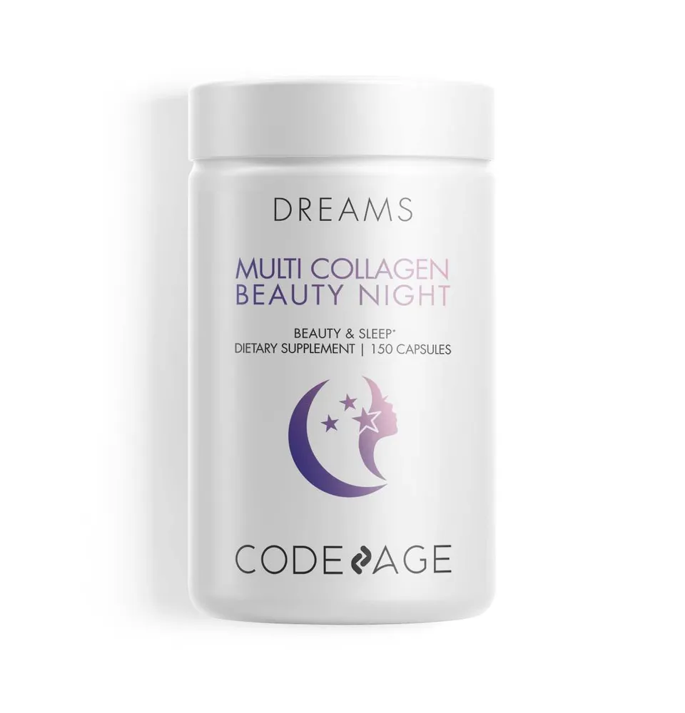 Codeage Multi Collagen Beauty Night, Magnesium, 5-htp, Lavender, Melatonin, 5 Types Collagen + Sleep, 150 ct