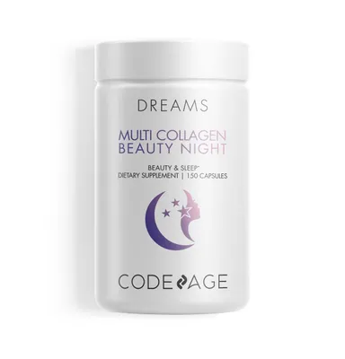 Codeage Multi Collagen Beauty Night, Magnesium, 5-htp, Lavender, Melatonin, 5 Types Collagen + Sleep, 150 ct