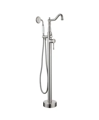 Simplie Fun Matte Black Freestanding Tub Faucet with Handheld Shower