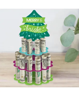 Big Dot of Happiness Merry and Bright Trees - Colorful Whimsical Party Money Holder Gift - Cash Cake