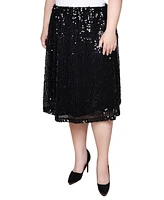 Ny Collection Plus Knee Length Sequined Skirt