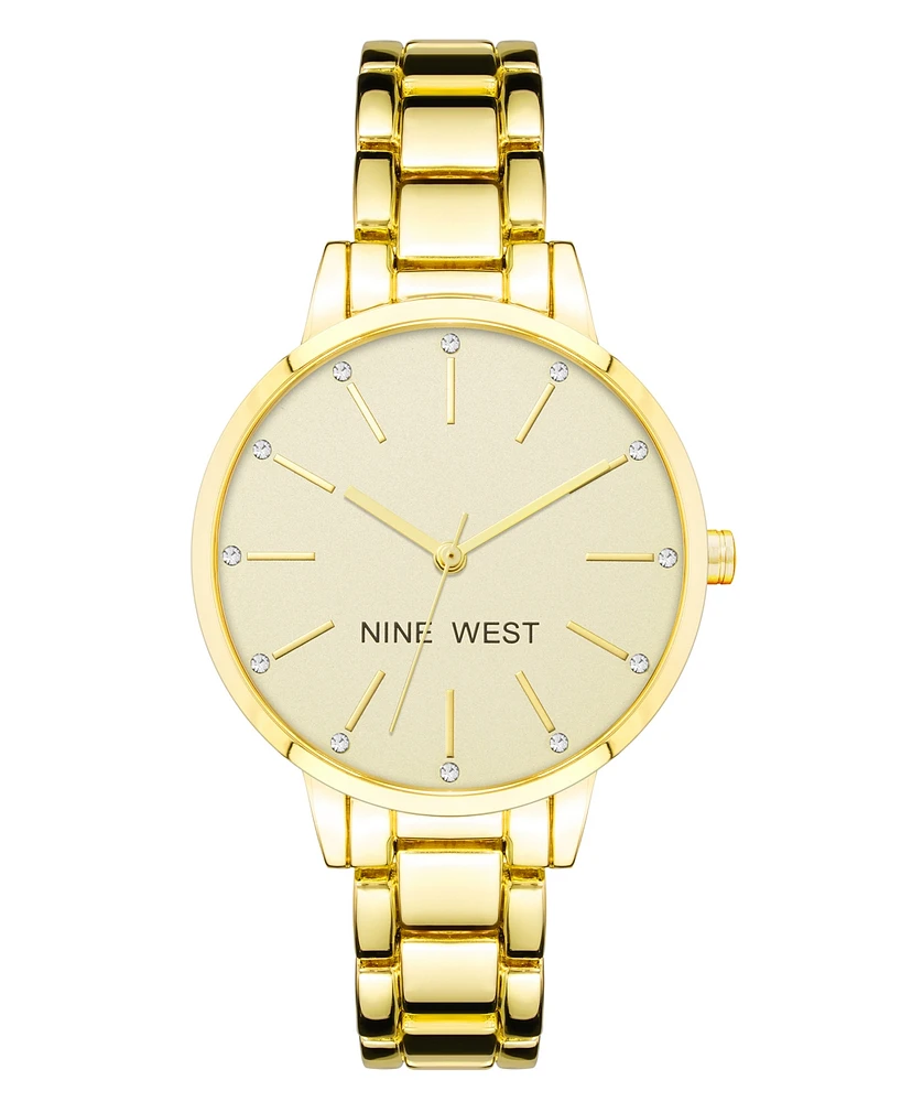 Nine West Women's Quartz Gold-Tone Alloy Link Bracelet Watch, 36mm