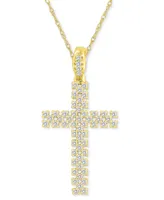 Diamond Cross 18" Pendant Necklace (1/4 ct. t.w.) in 10k Gold