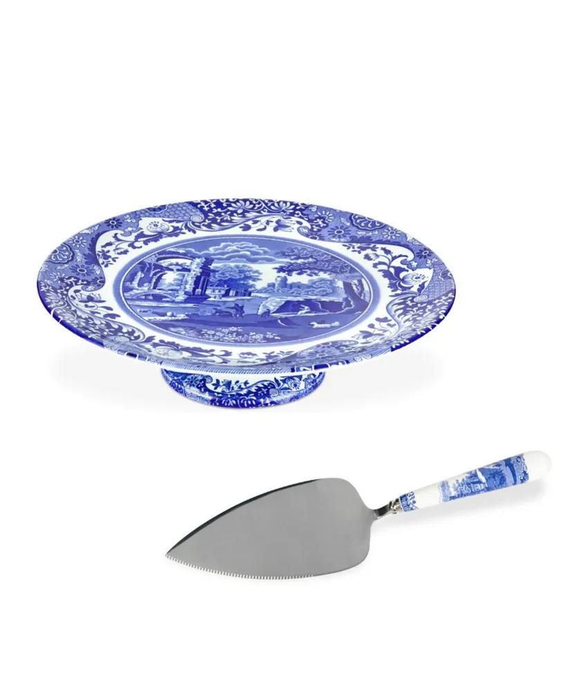 Spode Blue Italian Cake Serving Set, 2 Piece