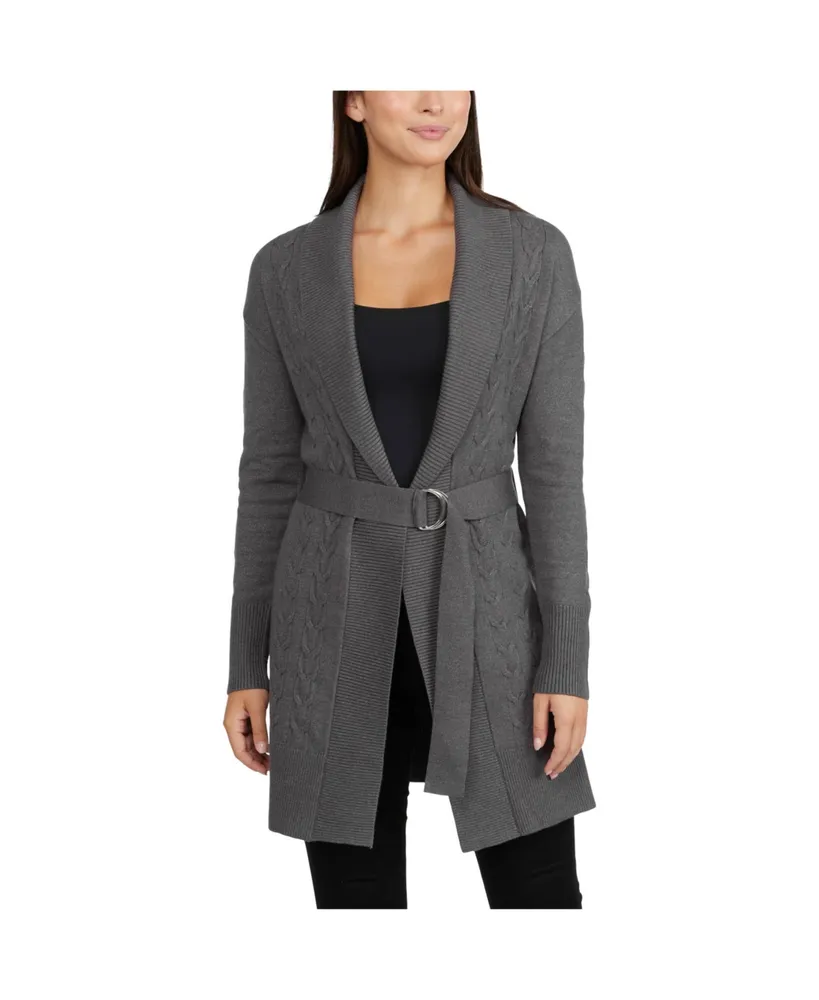 Ellen Tracy Women's Shawl Collar Cable Knit Cardigan