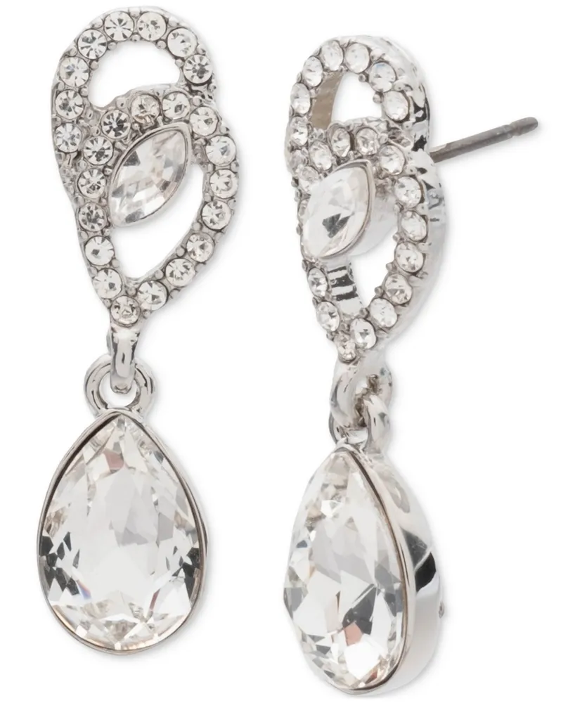 Givenchy Silver-Tone Crystal Pave Small Drop Earrings