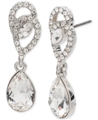 Givenchy Silver-Tone Crystal Pave Small Drop Earrings