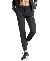 adidas Women's Tricot Tapered Animal-Print 3-Stripe Track Pants