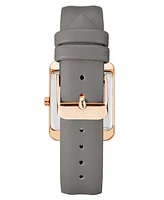 Nine West Women's Quartz Square Gray Faux Leather Band Watch, 29mm - Gray, Rose Gold