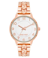 Nine West Women's Quartz -Tone Alloy Link with Chain Design Bracelet Watch, 36.5mm