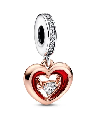 Pandora Cubic Zirconia Two-Tone Radiant Heart Dangle Charm