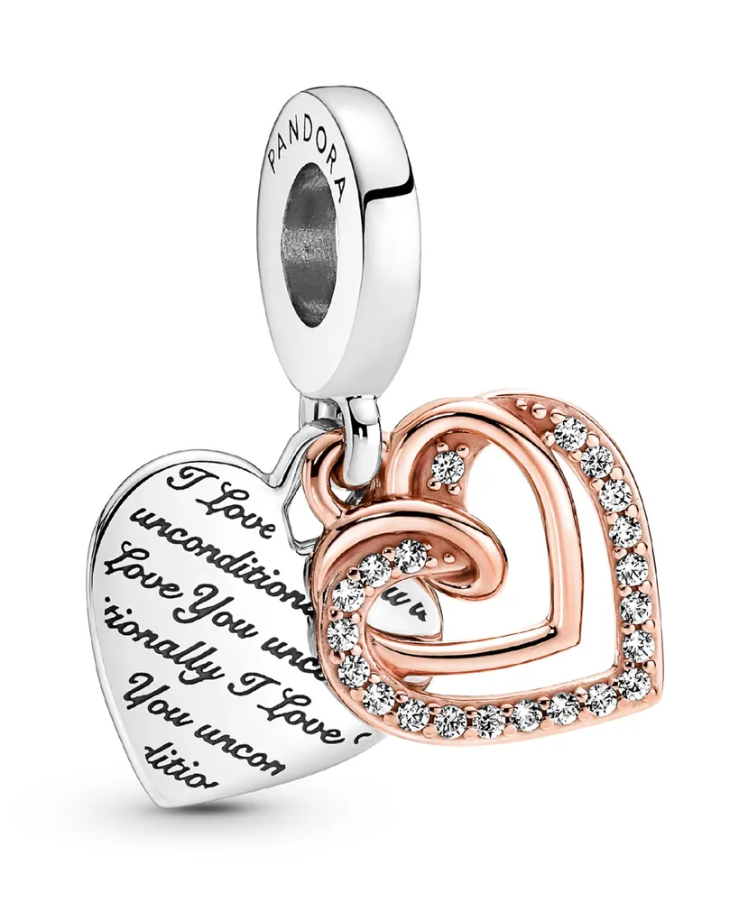 Pandora Cubic Zirconia Entwined Hearts Double Dangle Charm