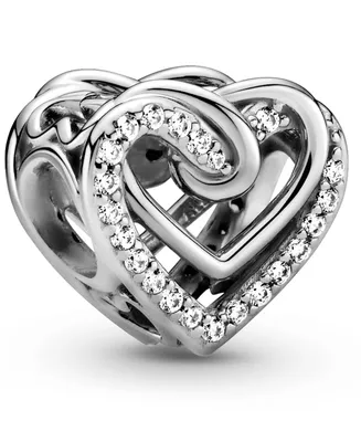 Pandora Cubic Zirconia Sparkling Entwined Hearts Charm