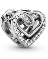 Pandora Cubic Zirconia Sparkling Entwined Hearts Charm
