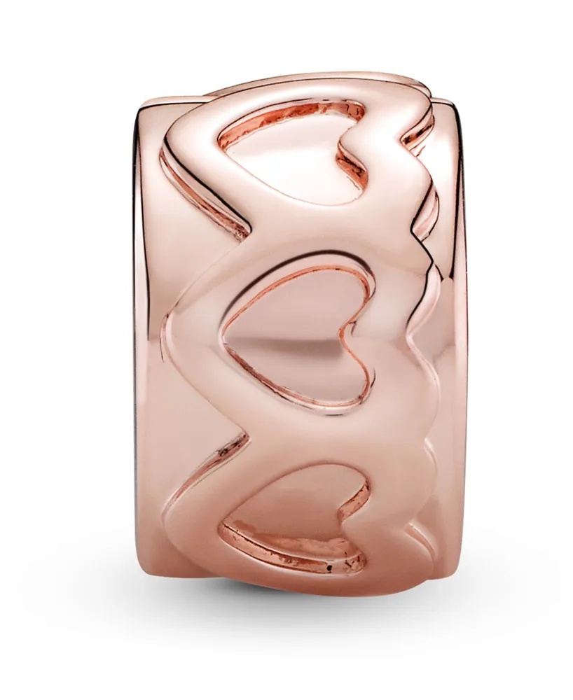 Pandora 14k Rose Gold-Plated Unique Metal Blend Band of Hearts Clip Charm - Rose