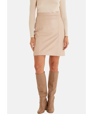 Women's Leather Skirts, Beige