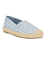 Calvin Klein Women's Popular Casual Espadrille Slip-On Flats - Medium Blue Logo