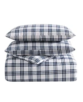 Eddie Bauer Basic Plaid Cotton Percale 3 Piece Duvet Cover Set