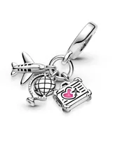 Pandora Sterling Silver Airplane, Globe Suitcase Dangle Charm