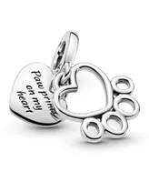 Pandora Sterling Silver Hearts Paw Print Dangle Charm