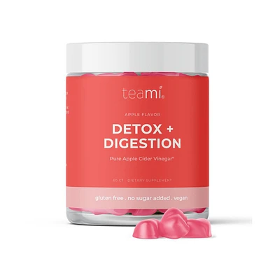 Teami Detox + Digestion - Apple Cider Vinegar & Vitamins Gummy - 60 Count 6.4 Oz - Assorted Pre
