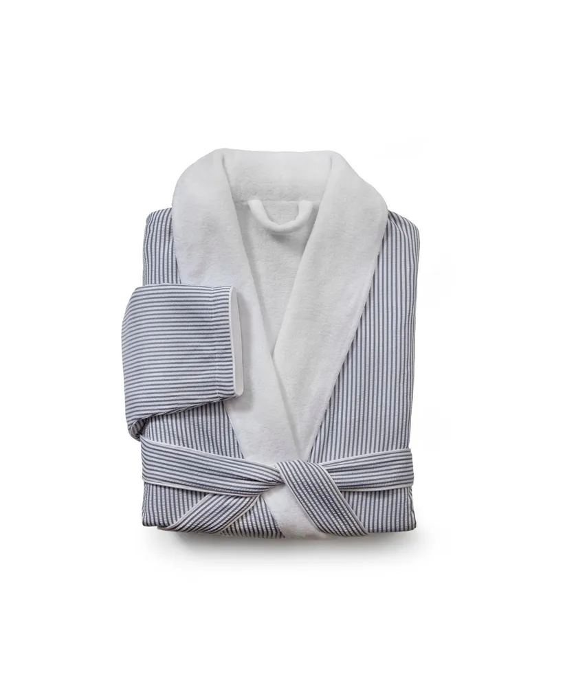 Cassadecor Stria Stripe Fleece and Polyester Bath Robe
