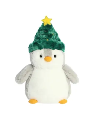 Aurora Medium Festive Hat PomPom Penguin Festive Plush Toy Gray 12"