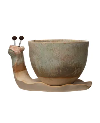 Stoneware Snail Planter, Set of 2 Each One Will Vary
