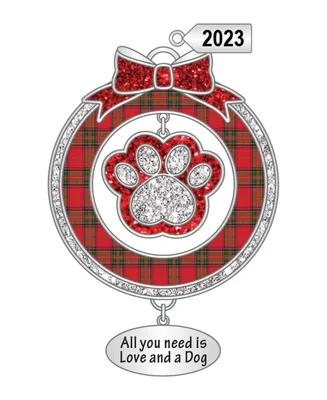 Ganz Sentiment Ornament Paw Print 'All You Need is Love and a Dog' with Dated 2023 Charm, 2.98"