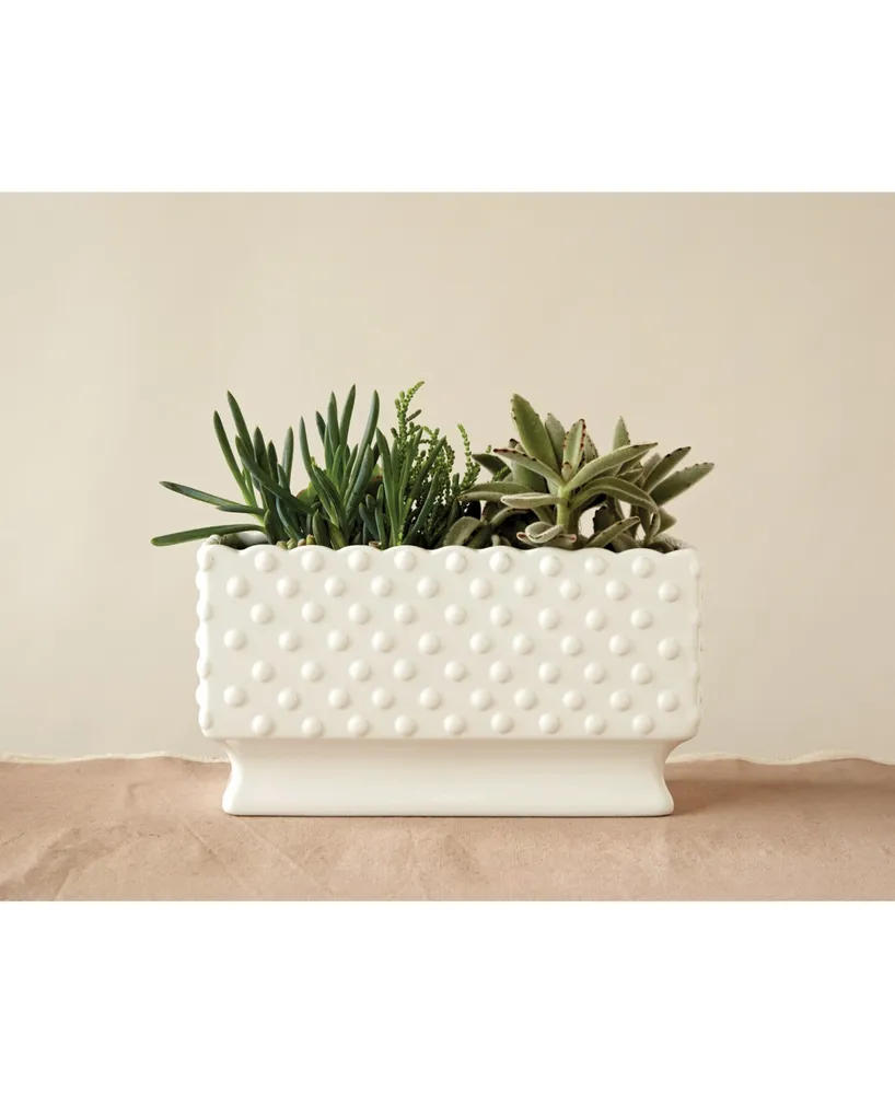 Cottage core Ceramic Hobnail Planter with Scalloped Edge